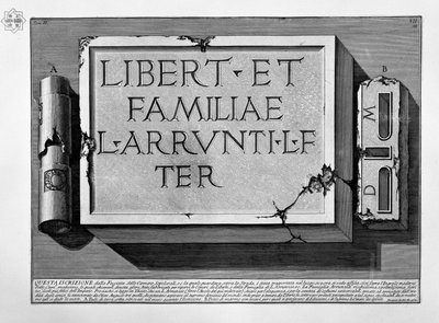 Inscription in the Tomb of L. Arrunzio Family by Giovanni Battista Piranesi